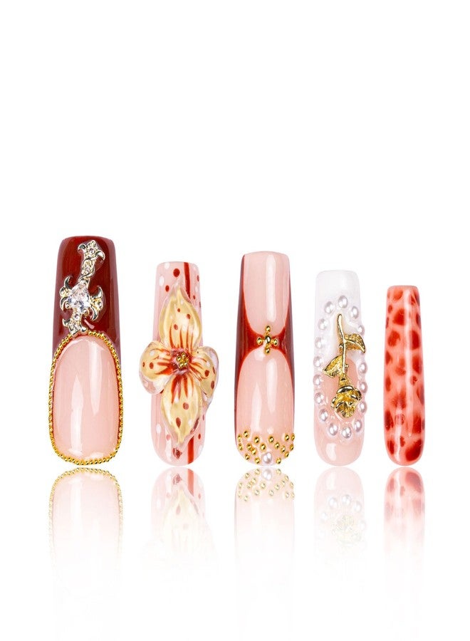 LOVFUL Press on Nails Vintage Boho Chic | Handmade with Full Covered Crystals | Reusable Full Cover Nails | Square Classic Regular 1.3 in | H365-M - Image 1